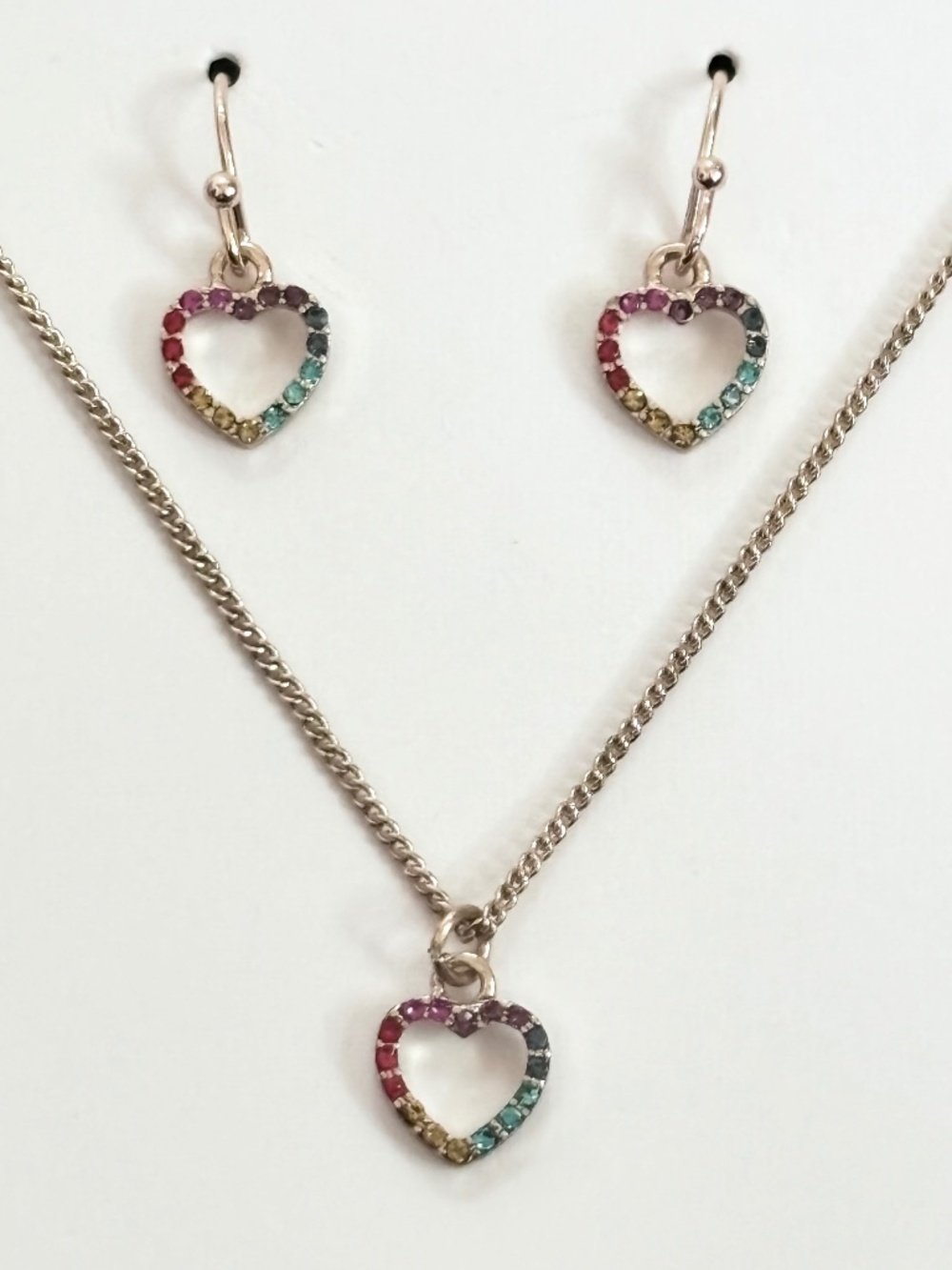 OLD NAVY Necklace and Earrings Set Heart Rhinestones NWT